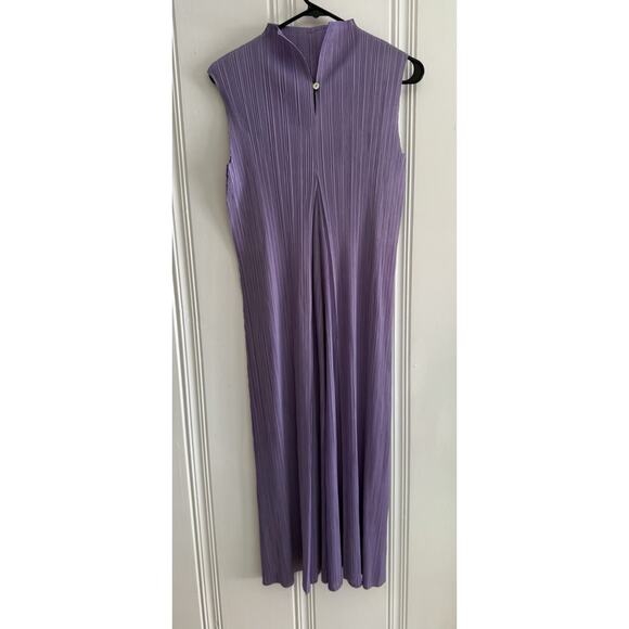 Pleats Mode ET Dresses & Skirts - VTG Pleats Mode ET M Lilac Purple Knife Pleated Midi Maxi Dress Please READ